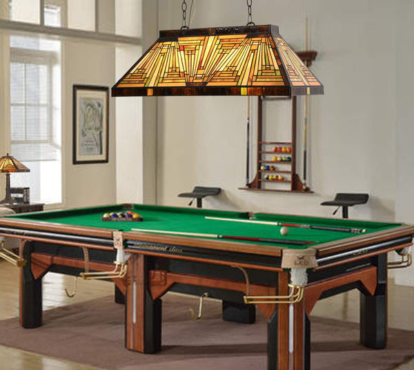 Tiffany Style Pool Table Pendant Light – 3-Light 28" Wide