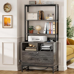 Vertical File Cabinet with Charging Station