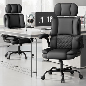 High-Back Ergonomic Office Chair with Adjustable Headrest & Flip-Up Armrests