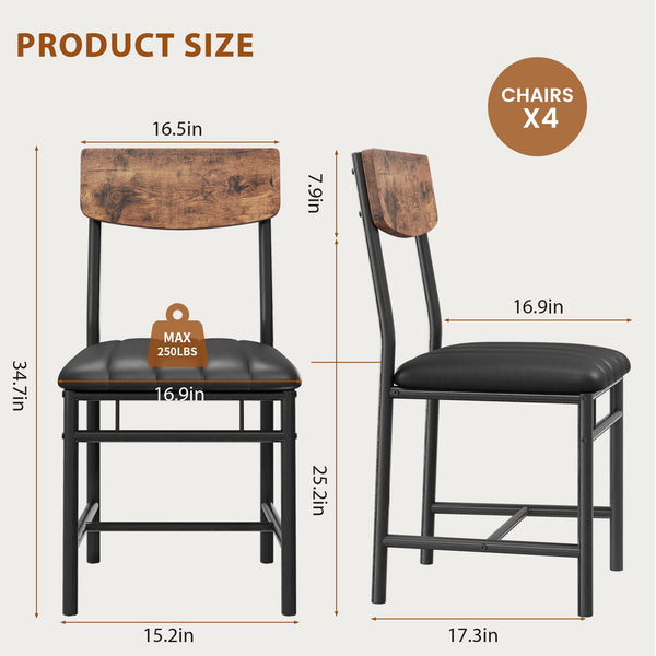 Industrial Dining Chairs Set of 6