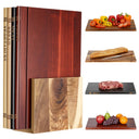 Acacia Wood Book Cutting Board Set with Stand – 4 Piece