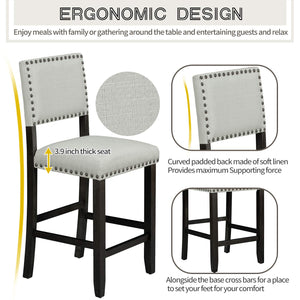 5-Piece Counter Height Dining Table Set with 4 Cushioned Chairs