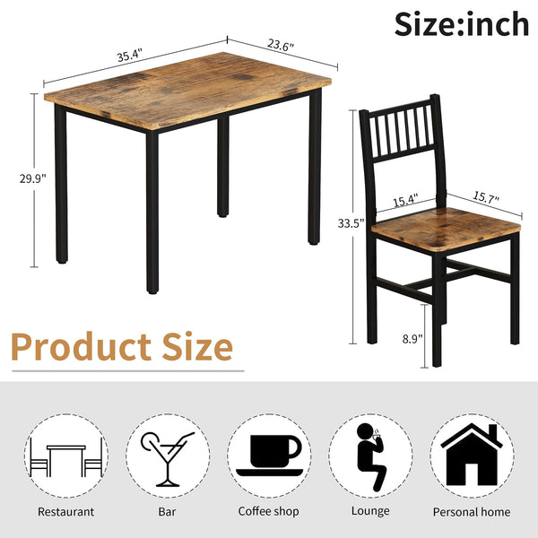 3-Piece Dining Table Set for 2 – Small Kitchen Table with 2 Stools
