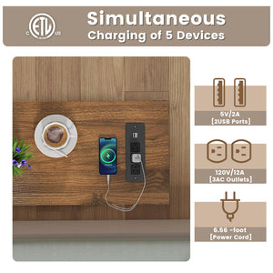 Farmhouse End Tables Set of 2 with Charging Station & Storage Shelf