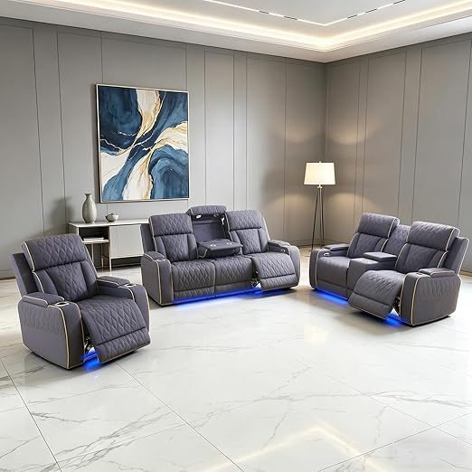 Power Reclining Sectional Sofa Set with USB Charging