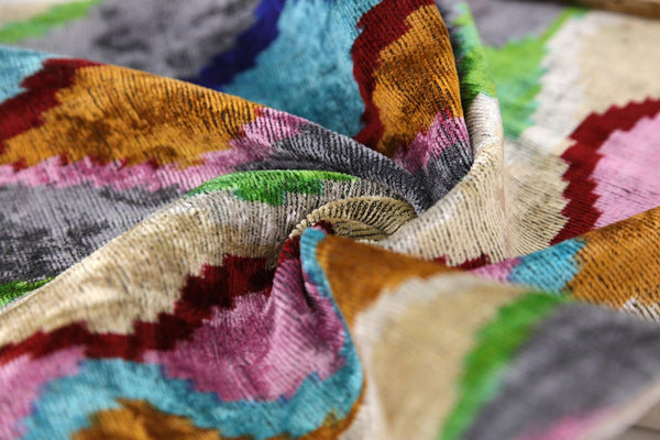 Colorful Wave Silk Velvet Throw Pillow 16x24