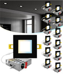 4-Inch Square Ultra-Thin LED Recessed Light – 5CCT Selectable, Dimmable, IC Rated (12-Pack)