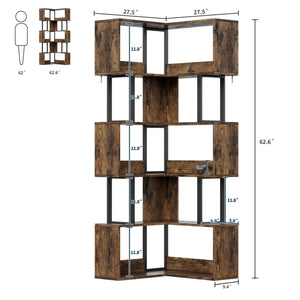 6-Tier L-Shaped Corner Bookshelf