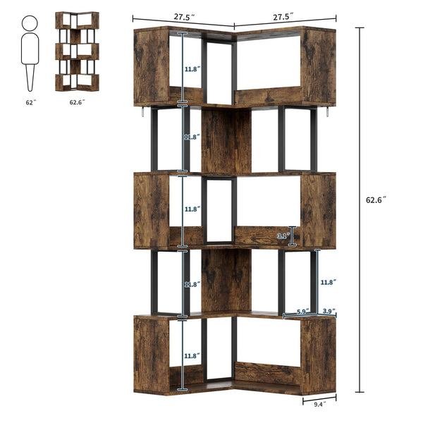 6-Tier L-Shaped Corner Bookshelf