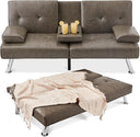 Convertible Futon Sofa Bed with Removable Armrests