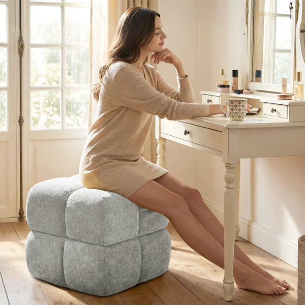 Oversized Square Storage Ottoman – Grey