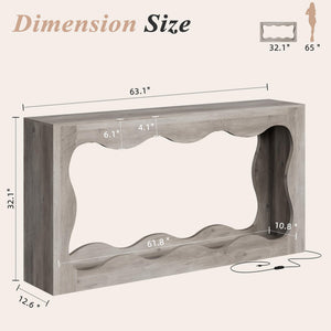 63" Farmhouse Console Table with LED Light