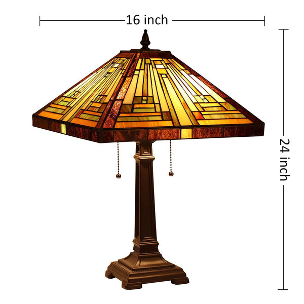 Tiffany Stained Glass Table Lamp — Amber Brown