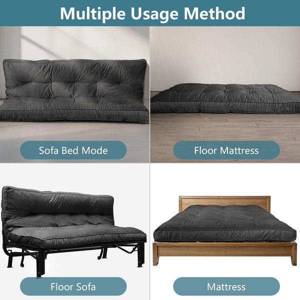 Full Size Futon Mattress 6 Inch – Flannel Floor Foldable Sofa Bed