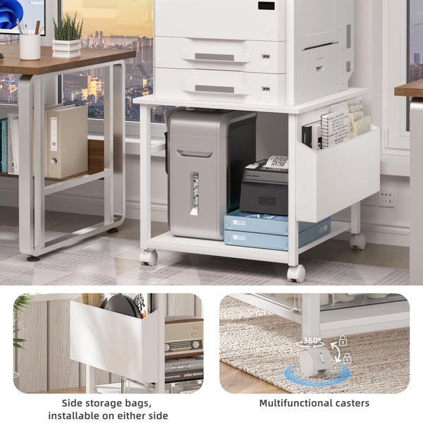 Rolling Printer Stand with Storage Shelf & Lockable Wheels