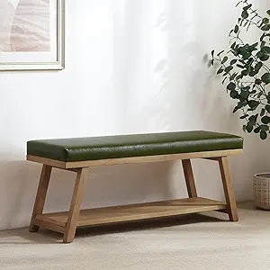45" Upholstered Entryway Storage Bench with Shoe Rack