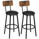 Bar Stools Set of 2, 26" Counter Height with PU Cushion, Footrest & Back