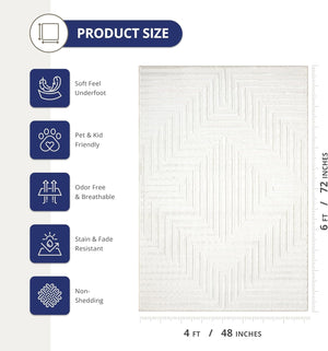 Cream Geometric Area Rug