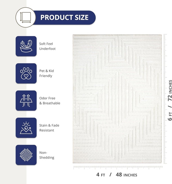 Cream Geometric Area Rug