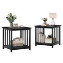 End Tables Set of 2 with 2-Tier Storage Shelf – Black