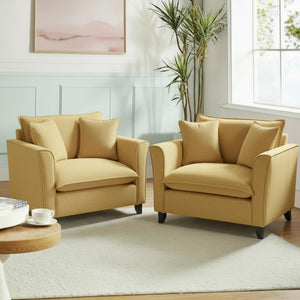 Chenille Accent Chair with Pillows – Oversized Armchair