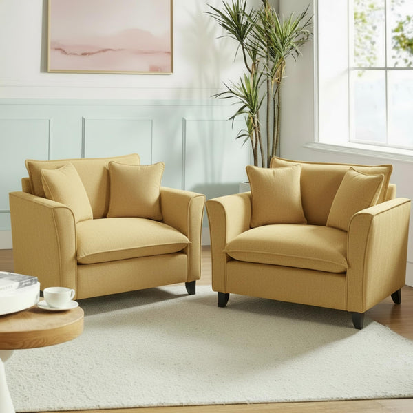 Chenille Accent Chair with Pillows – Oversized Armchair