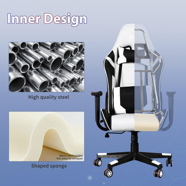 Ergonomic Gaming Chair with Massage Lumbar Support & Adjustable Headrest