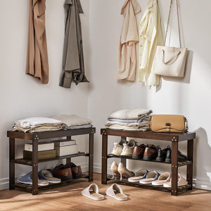 3-Tier Bamboo Shoe Rack Bench with Storage