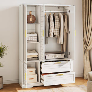 Mirrored Armoire Wardrobe Closet with Drawers