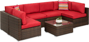 7-Piece Modular Outdoor Wicker Sectional Patio Set