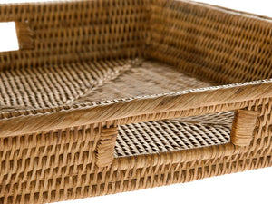 Rattan Square Serving Tray with Handles