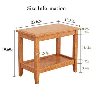 Solid Wood 2-Tier End Table with Storage Shelf