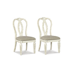 French Country Ribbon Back Dining Chairs — Set of 2, Chipped White