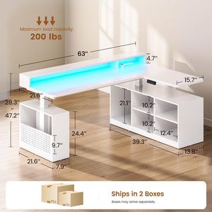 L-Shaped Electric Standing Desk 63 Inch