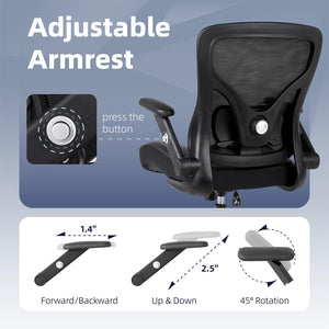 Ergonomic Office Chair with Lumbar Support, Mesh Back & PU Leather Seat