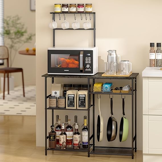 6-Tier Baker's Rack with Storage Adjustable Shelves and 10 S-Hooks