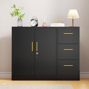 3-Drawer Lockable Metal File Cabinet with Wheels