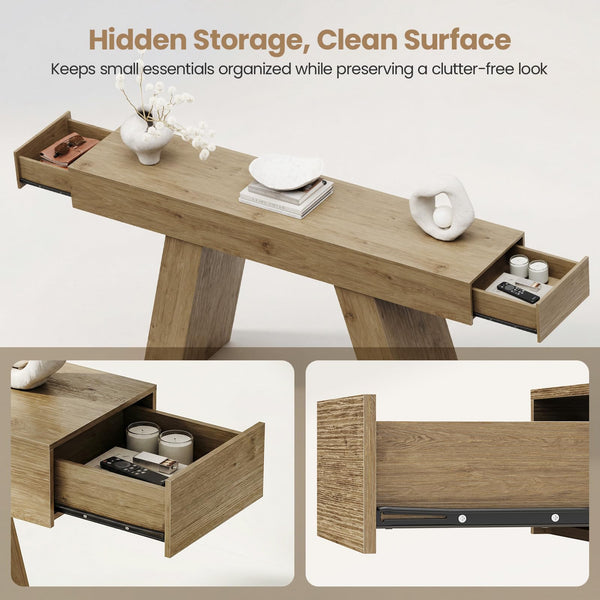 63-Inch Console Table with Storage Drawers