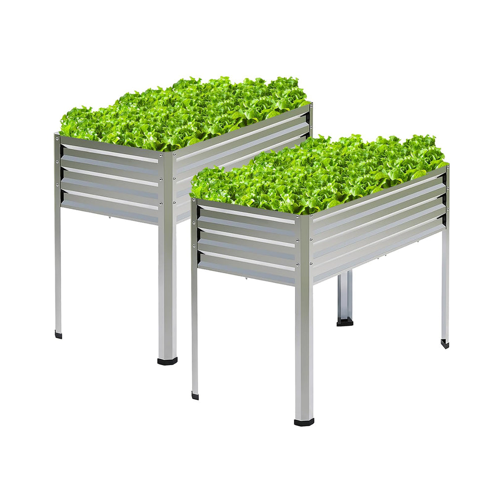 Galvanized Raised Garden Bed with Legs 48x18x31.5", Elevated Metal Planter Box, Set of 2