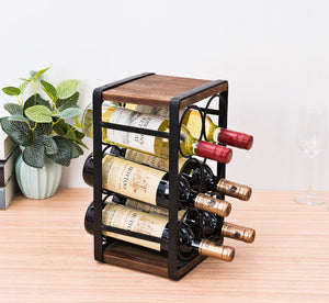 Countertop Wine Rack 6 Bottle Metal Wood