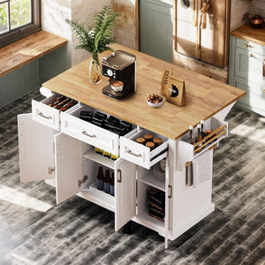 Kitchen Island with Storage & Drop Leaf