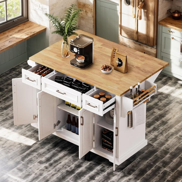 Kitchen Island with Storage & Drop Leaf