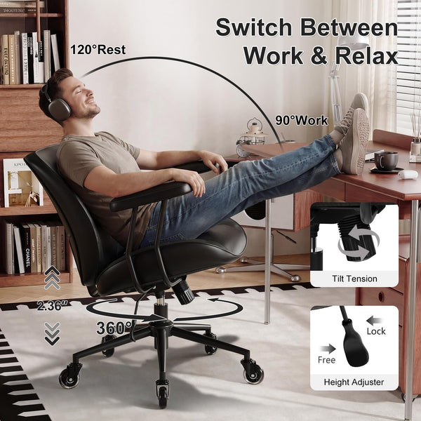 Mid-Back Ergonomic Office Chair with Wheels