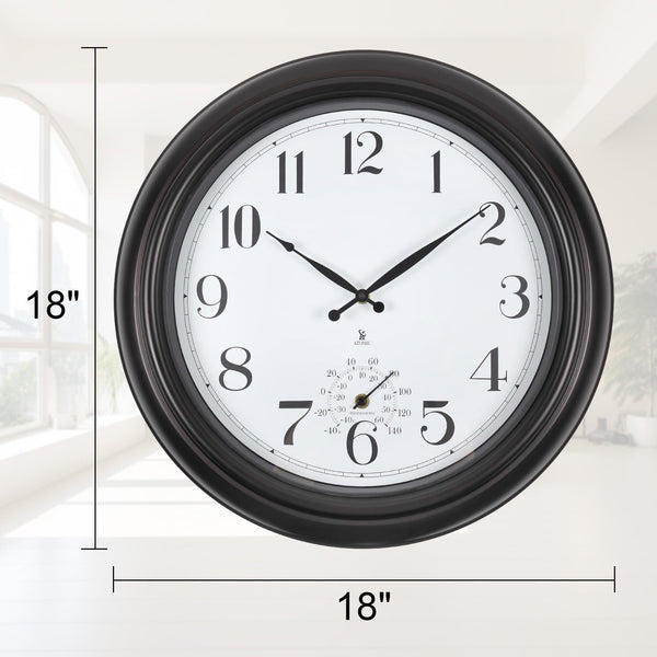 18-Inch Atomic Outdoor Wall Clock with Temperature