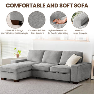 L-Shaped Convertible Sofa Bed with Storage