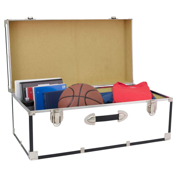 30-Inch Storage Trunk with Latches and Handle – White