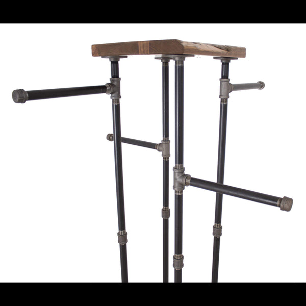 Industrial Pipe & Cedar Wood 4-Way Clothing Rack with Shelves