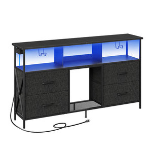 Gaming TV Stand with LED Light & Power Outlets