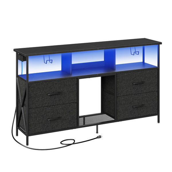 Gaming TV Stand with LED Light & Power Outlets