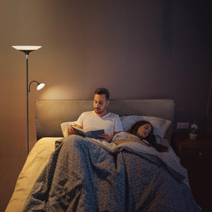 Dual-Zone LED Torchiere Floor Lamp with Remote
